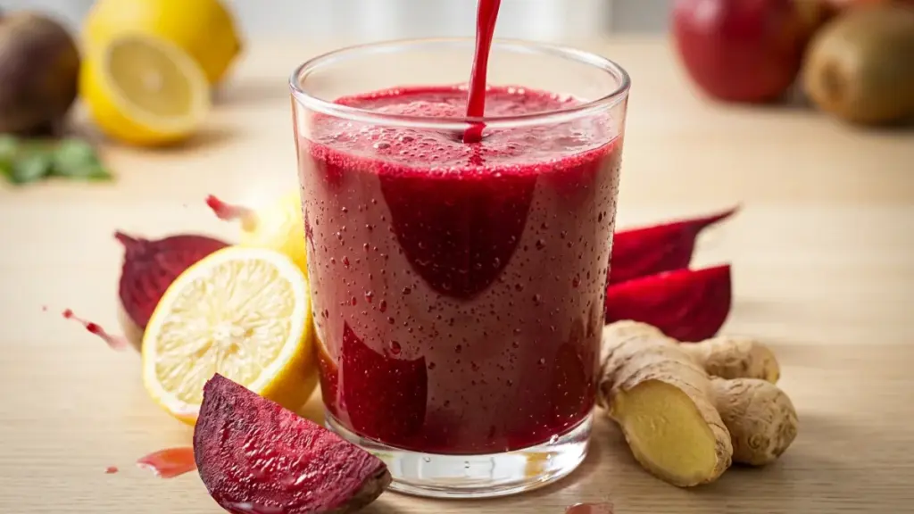 El jugo de remolacha jengibre y limón